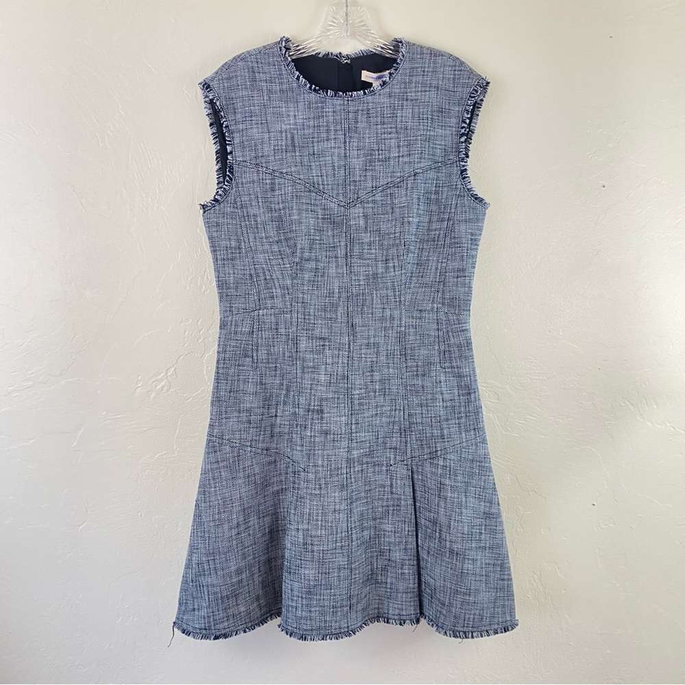 Rebecca Taylor Blue Tweed Sleeveless A-Line Dress